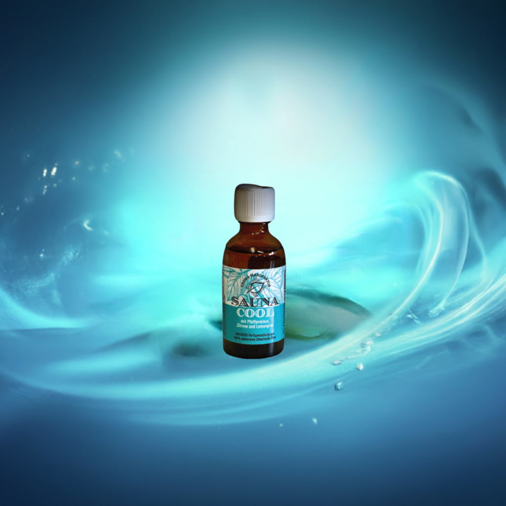 Sauna Konzentrat Cool mit Pfefferminzöl, Zitrone und Lemongras 50 ml > Hintergrund blaue Quelle