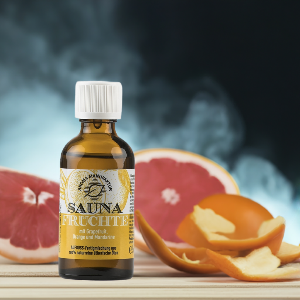 Heiter & fruchtig – Sauna Früchte mit Grapefruit, Orange & Mandarine – Aufguss Aroma Manufaktur®